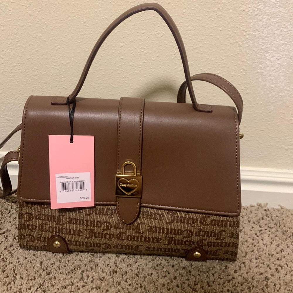 NWT!!! Juicy Couture chestnut Lock N Heart flap crossbody purse!